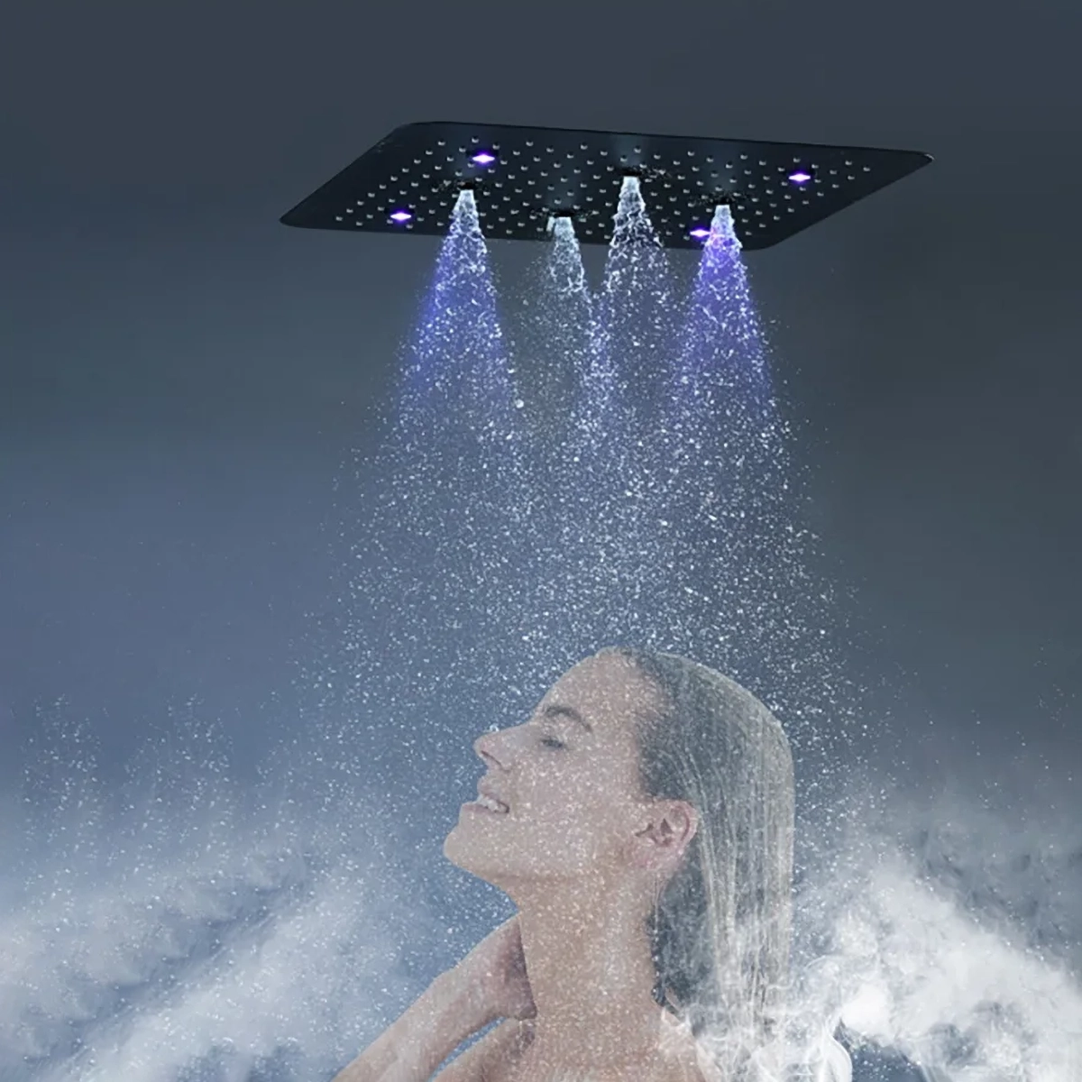 Détail ciel de pluie Victoria LED chromothérapie noir